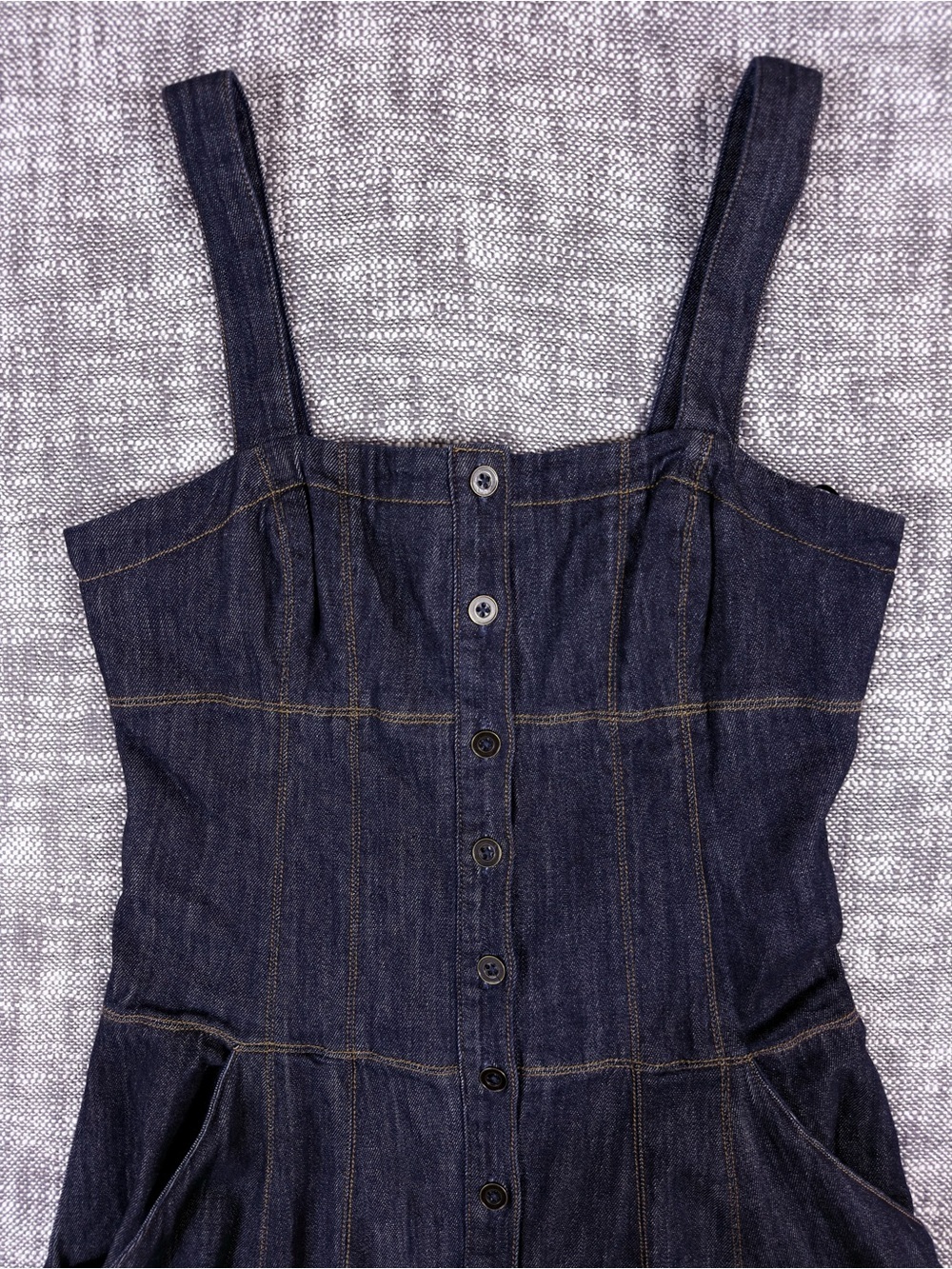 NWT Anthropologie Maeve Button Front blue Denim Maxi Corse Dress 6 Chore dress - Picture 3 of 11